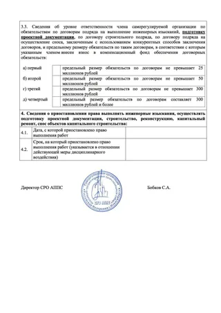 Выписка из реестра СРО проектировщиков — заключительная страница